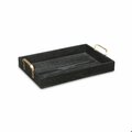 Homeroots Wooden Tray with Gold Handles, Black 399609